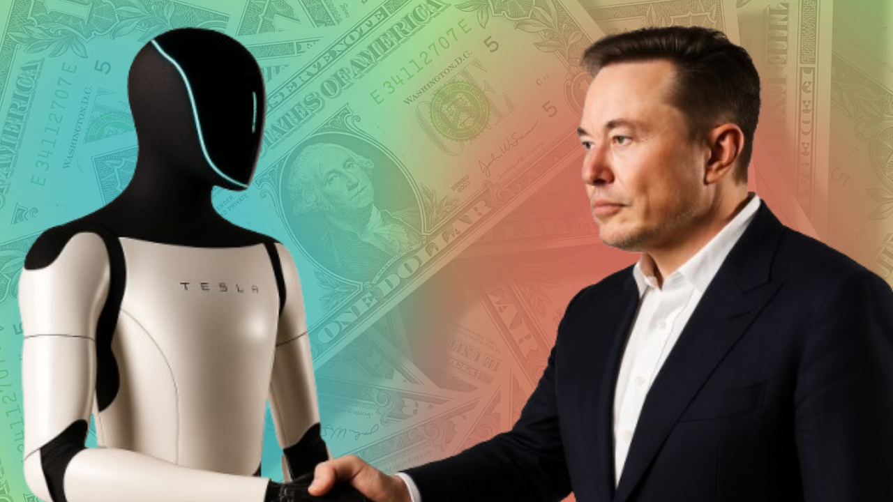 Elon Musk’s and Optimus Robot handshake