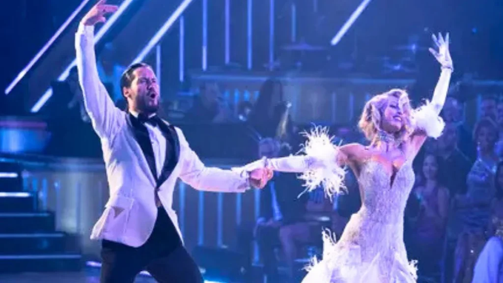 Whitney Leavitt and Mark Ballas performing their Prince Night routine on Dancing With the Stars during the Season 34 semifinals