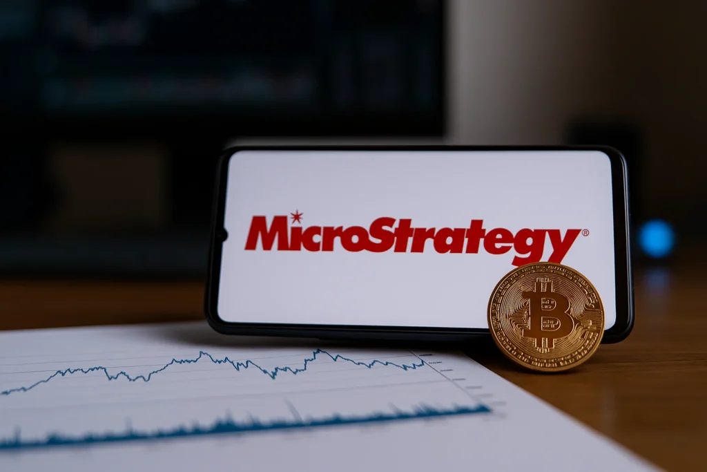 Strategy’s Future in MSCI & Major Indexes | 2025 Investor Insights 2 A futuristic financial dashboard with charts and digital data visuals, representing global index analysis and market trends for 2025.