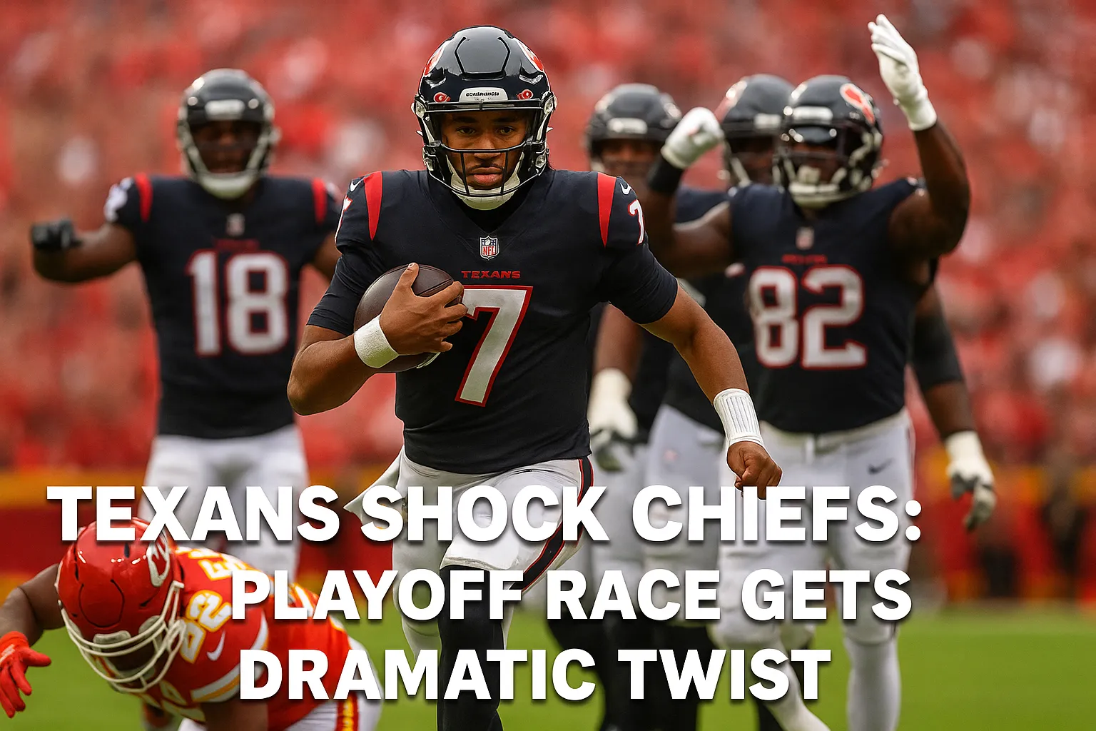 The Texans shocked the Chiefs with a stunning upset, tightening the AFC playoff race. C.J. Stroud’s composure and Houston’s defense proved decisive, signaling a new challenger rising at the perfect moment.