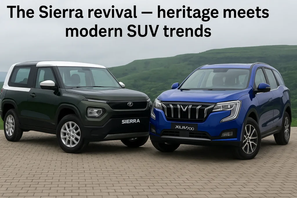 Tata Sierra EV & Camper Buzz to Mahindra XUV700 Facelift: What Buyers Should Know 2 The Sierra revival blends classic SUV heritage with modern design, advanced safety tech, hybrid power options, and premium comfort. Compared with rivals like the Mahindra XUV700, it redefines style, capability, and nostalgia.